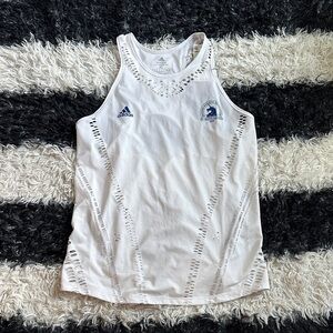 Adidas Women's Prime Blue Boston Marathon White Tank Top, Cut Outs, XL, NWT